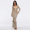Elba Khaki Long Sleeve Knit Fringe Maxi Dress | Moeva | Dress | Each week unveils new pieces—luxury swimwear, fluid resort silhouettes, and elevated summer-to-evening essentials designed to carry you from coastal escapes to city nights.