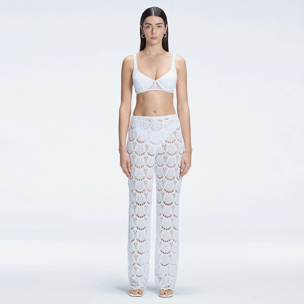 Elysia White Lace Crochet High-Waist Pants | Moeva | Set | Each week unveils new pieces—luxury swimwear, fluid resort silhouettes, and elevated summer-to-evening essentials designed to carry you from coastal escapes to city nights.