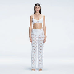 Elysia White Lace Crochet High-Waist Pants | Moeva | Pants | Each week unveils new pieces—luxury swimwear, fluid resort silhouettes, and elevated summer-to-evening essentials designed to carry you from coastal escapes to city nights.