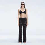 Elysia Black Lace Crochet High Waist Pants