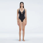 Emma Black V Neck Satin Swimsuit | Moeva | One-Piece | Each week unveils new pieces—luxury swimwear, fluid resort silhouettes, and elevated summer-to-evening essentials designed to carry you from coastal escapes to city nights.