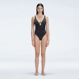 Emma Black V Neck Satin Swimsuit | Moeva | One-Piece | Each week unveils new pieces—luxury swimwear, fluid resort silhouettes, and elevated summer-to-evening essentials designed to carry you from coastal escapes to city nights.