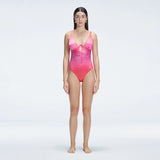 Emma Gradient V Neck Satin Swimsuit | Moeva | One-Piece | Each week unveils new pieces—luxury swimwear, fluid resort silhouettes, and elevated summer-to-evening essentials designed to carry you from coastal escapes to city nights.