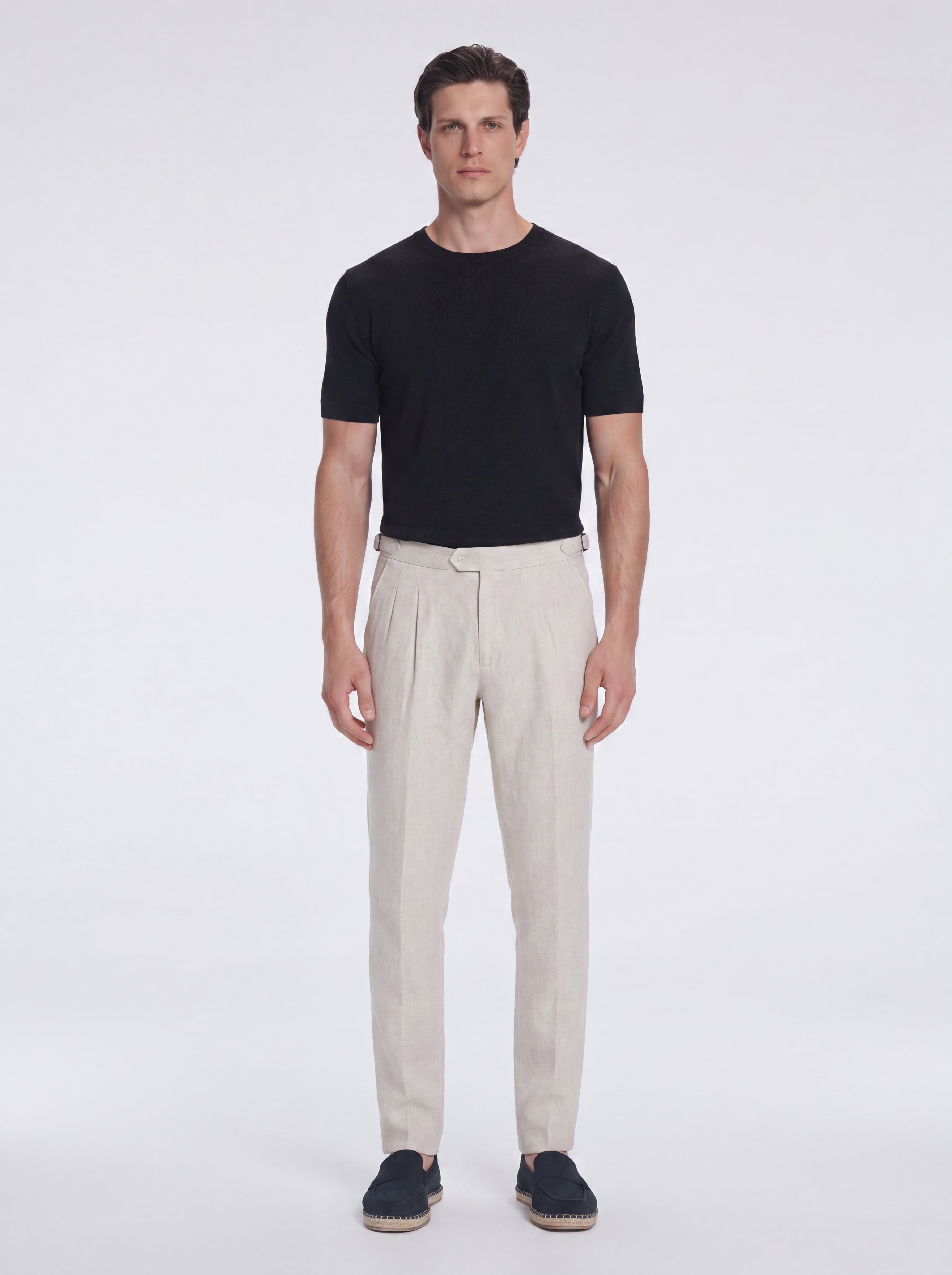 Enzo Beige Linen Straight-Leg Pants | Moeva | Pants | Each week unveils new pieces—luxury swimwear, fluid resort silhouettes, and elevated summer-to-evening essentials designed to carry you from coastal escapes to city nights.