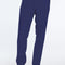 Navy blue pants worn by a person on a white background