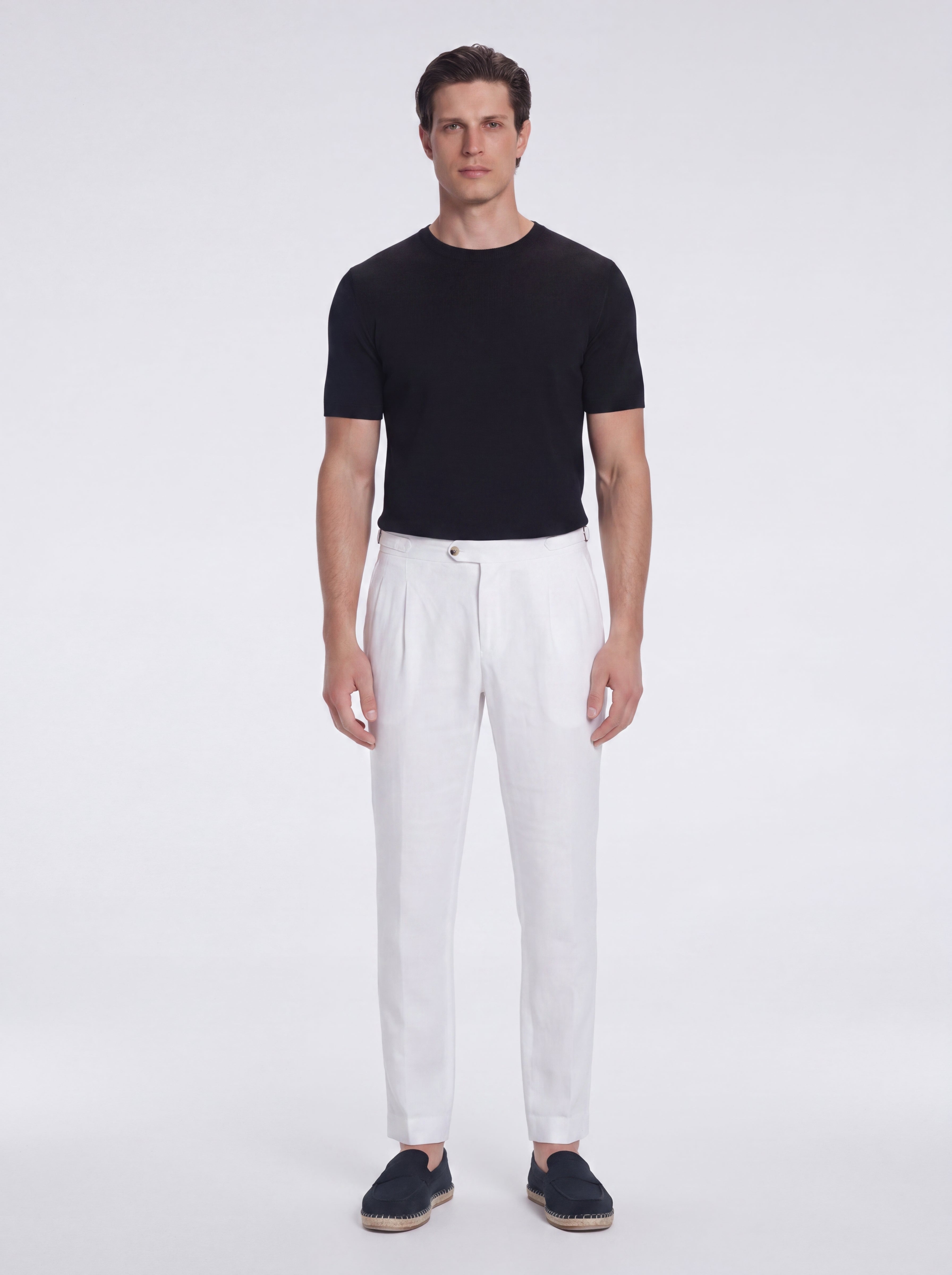 Enzo White Linen Straight-Leg Pants | Moeva | Pants | Each week unveils new pieces—luxury swimwear, fluid resort silhouettes, and elevated summer-to-evening essentials designed to carry you from coastal escapes to city nights.