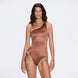 Esterelle One Shoulder Gold Detailed Satin Brown Swimsuit | Moeva | Swimsuit | Each week unveils new pieces—luxury swimwear, fluid resort silhouettes, and elevated summer-to-evening essentials designed to carry you from coastal escapes to city nights.