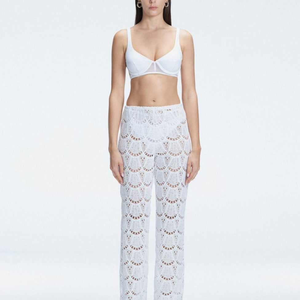 Julia Mateian - Elysia White Lace Crochet High Waist Pants | Moeva | Pants | Each week unveils new pieces—luxury swimwear, fluid resort silhouettes, and elevated summer-to-evening essentials designed to carry you from coastal escapes to city nights.