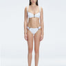 Emilia White Bikini Bottom with mid-rise cut, stylish buckle detail, and fully lined construction.
