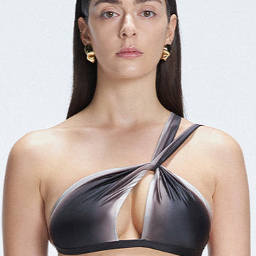 Eva Black One Shoulder Satin Bikini Top | Moeva | Bikini Top | Each week unveils new pieces—luxury swimwear, fluid resort silhouettes, and elevated summer-to-evening essentials designed to carry you from coastal escapes to city nights.