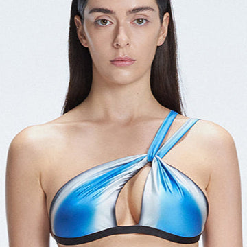 Eva Blue One Shoulder Satin Bikini Top | Moeva | Bikini Top | Each week unveils new pieces—luxury swimwear, fluid resort silhouettes, and elevated summer-to-evening essentials designed to carry you from coastal escapes to city nights.