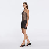 Ferrat Black Metallic Knitted Halter Mini Dress | Moeva | Dress | Each week unveils new pieces—luxury swimwear, fluid resort silhouettes, and elevated summer-to-evening essentials designed to carry you from coastal escapes to city nights.
