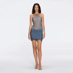 Ferrat Blue Metallic Knitted Halter Mini Dress | Moeva | Dress | Each week unveils new pieces—luxury swimwear, fluid resort silhouettes, and elevated summer-to-evening essentials designed to carry you from coastal escapes to city nights.