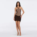 Ferrat Brown Metallic Knitted Halter Mini Dres | Moeva | Dress | Each week unveils new pieces—luxury swimwear, fluid resort silhouettes, and elevated summer-to-evening essentials designed to carry you from coastal escapes to city nights.