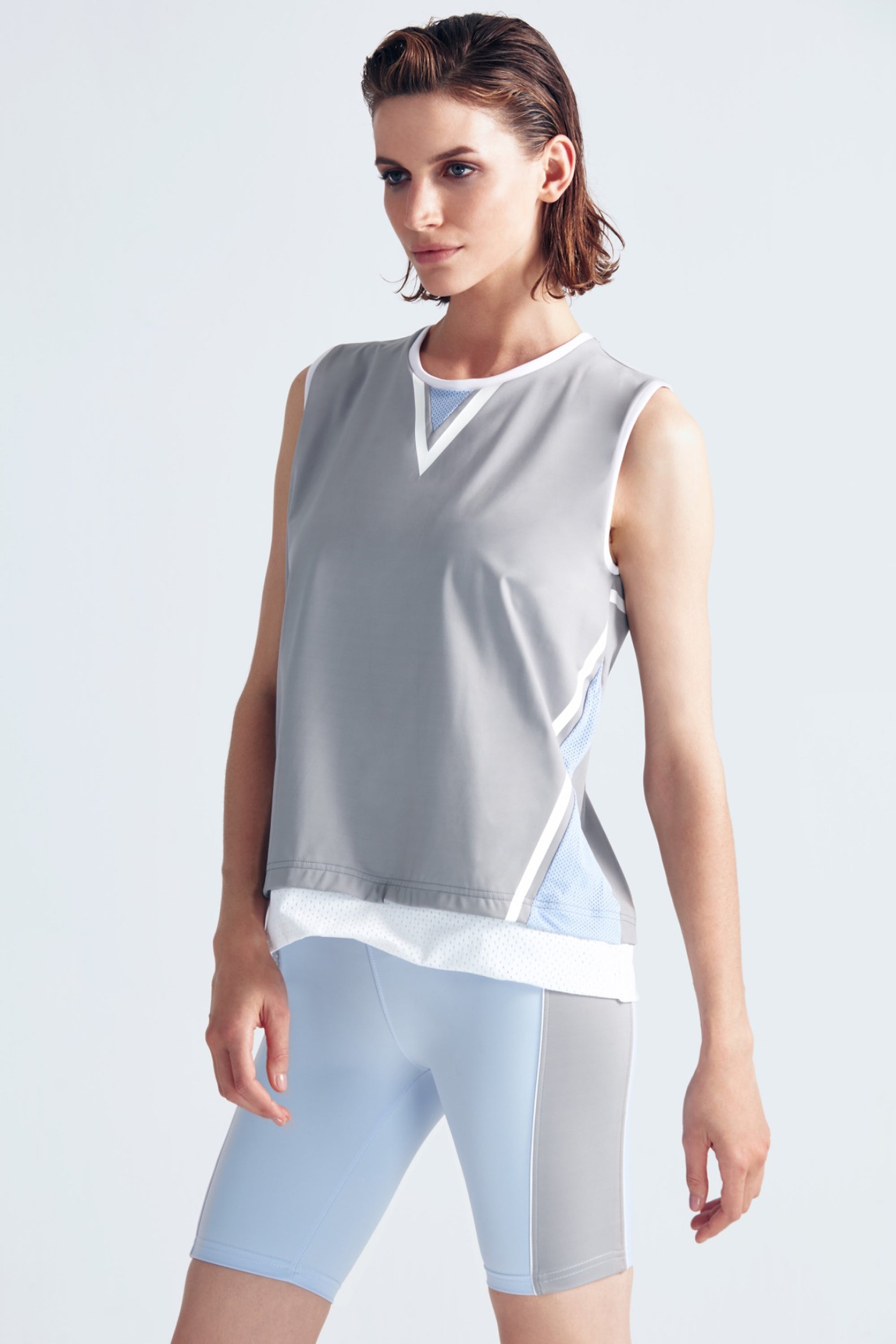 Frankie Blue Silver Sport Shorts | Moeva | Sports Shorts | Each week unveils new pieces—luxury swimwear, fluid resort silhouettes, and elevated summer-to-evening essentials designed to carry you from coastal escapes to city nights.