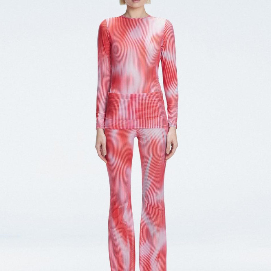 Freya Red Optical High Waist Pant | Moeva | Pants | Each week unveils new pieces—luxury swimwear, fluid resort silhouettes, and elevated summer-to-evening essentials designed to carry you from coastal escapes to city nights.