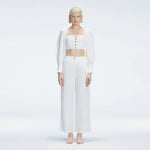 Gemma White Linen Square Neck - Long Sleeve Crop Top | Moeva | Top | Each week unveils new pieces—luxury swimwear, fluid resort silhouettes, and elevated summer-to-evening essentials designed to carry you from coastal escapes to city nights.