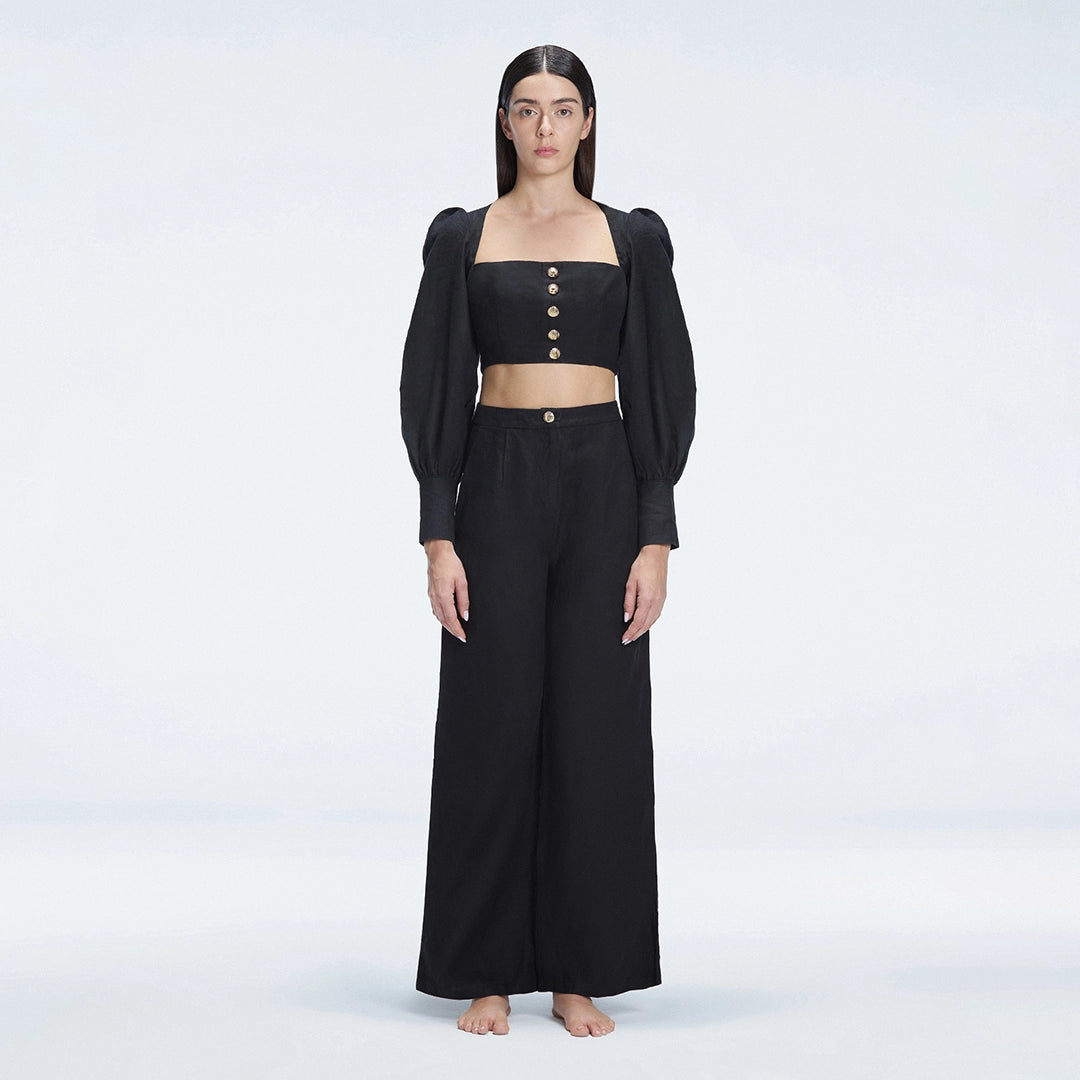 Gemma Square Neck Long Sleeve Top and Valencia High Waist Pants Black Set | Moeva | | Each week unveils new pieces—luxury swimwear, fluid resort silhouettes, and elevated summer-to-evening essentials designed to carry you from coastal escapes to city nights.