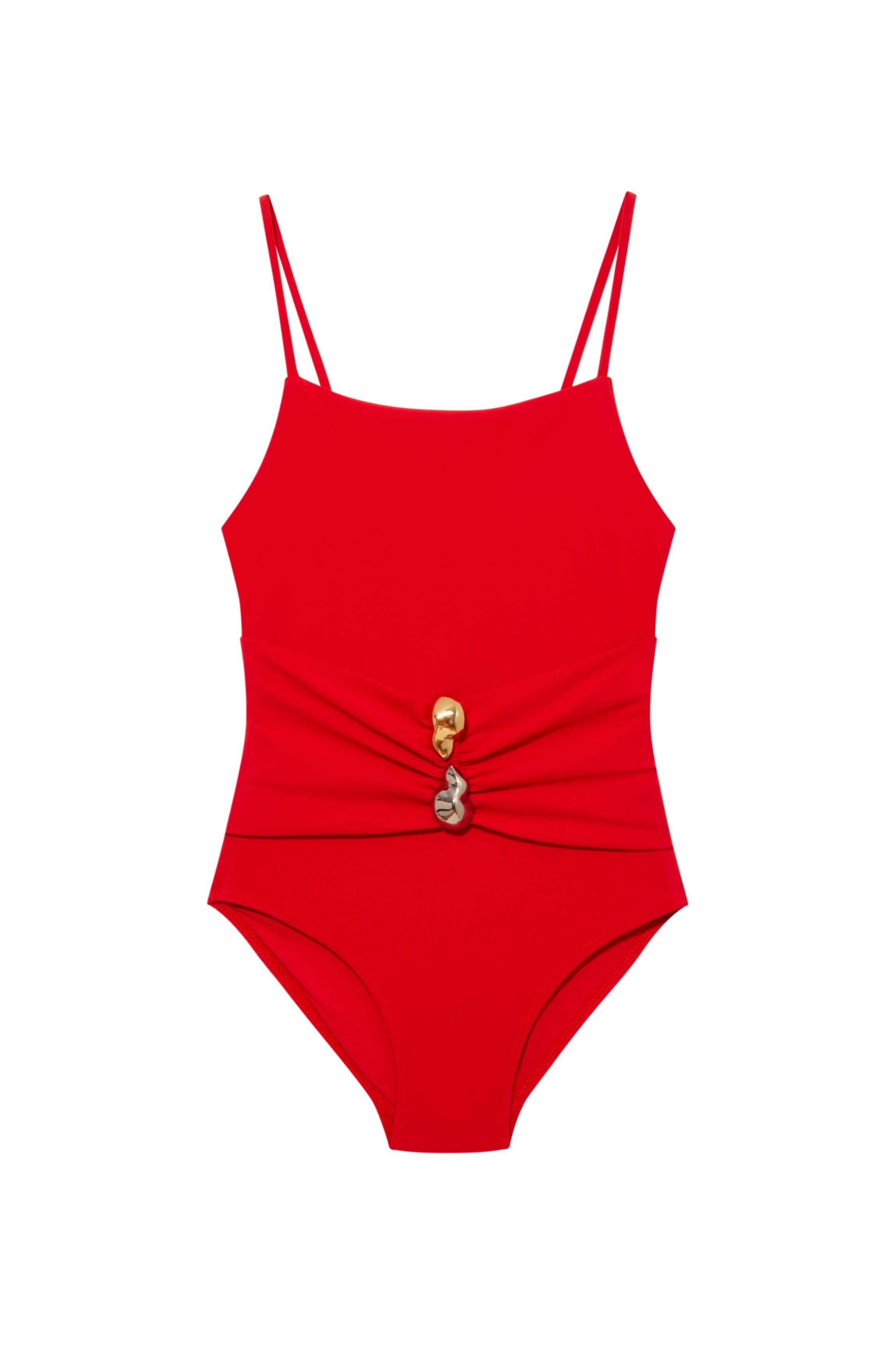 Gigi Red Scoop Neck Kids Swimsuit | Moeva | Swimsuit | Each week unveils new pieces—luxury swimwear, fluid resort silhouettes, and elevated summer-to-evening essentials designed to carry you from coastal escapes to city nights.