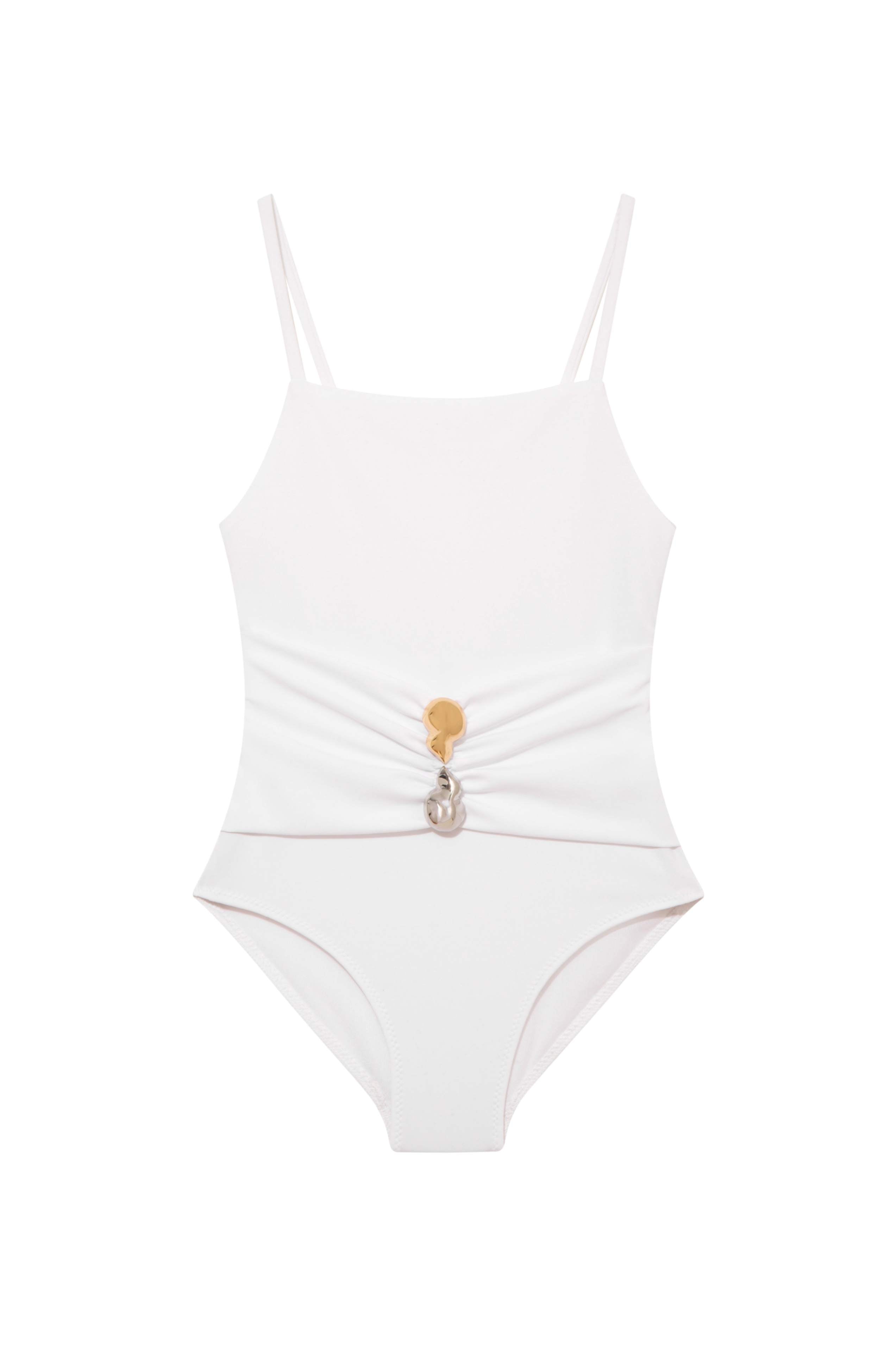 Gigi White Scoop Neck Kids Swimsuit | Moeva | Swimsuit | Each week unveils new pieces—luxury swimwear, fluid resort silhouettes, and elevated summer-to-evening essentials designed to carry you from coastal escapes to city nights.