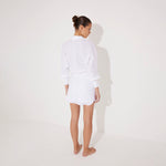 Guadalupe White Linen Shirt Dress with Tie-Front Detail | Moeva | Beachwear Dresses | Each week unveils new pieces—luxury swimwear, fluid resort silhouettes, and elevated summer-to-evening essentials designed to carry you from coastal escapes to city nights.