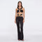 Gwyneth High-Waist with Gold Detail Satin Flare Black Pants | Moeva | Pants | Each week unveils new pieces—luxury swimwear, fluid resort silhouettes, and elevated summer-to-evening essentials designed to carry you from coastal escapes to city nights.