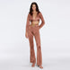 Gwyneth High-Waist with Gold Detail Satin Flare Brown Pants | Moeva | Women Beachwear Pants | Each week unveils new pieces—luxury swimwear, fluid resort silhouettes, and elevated summer-to-evening essentials designed to carry you from coastal escapes to city nights.