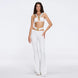 Gwyneth High-Waist with Gold Detail Satin Flare White Pants | Moeva | Women Beachwear Pants | Each week unveils new pieces—luxury swimwear, fluid resort silhouettes, and elevated summer-to-evening essentials designed to carry you from coastal escapes to city nights.