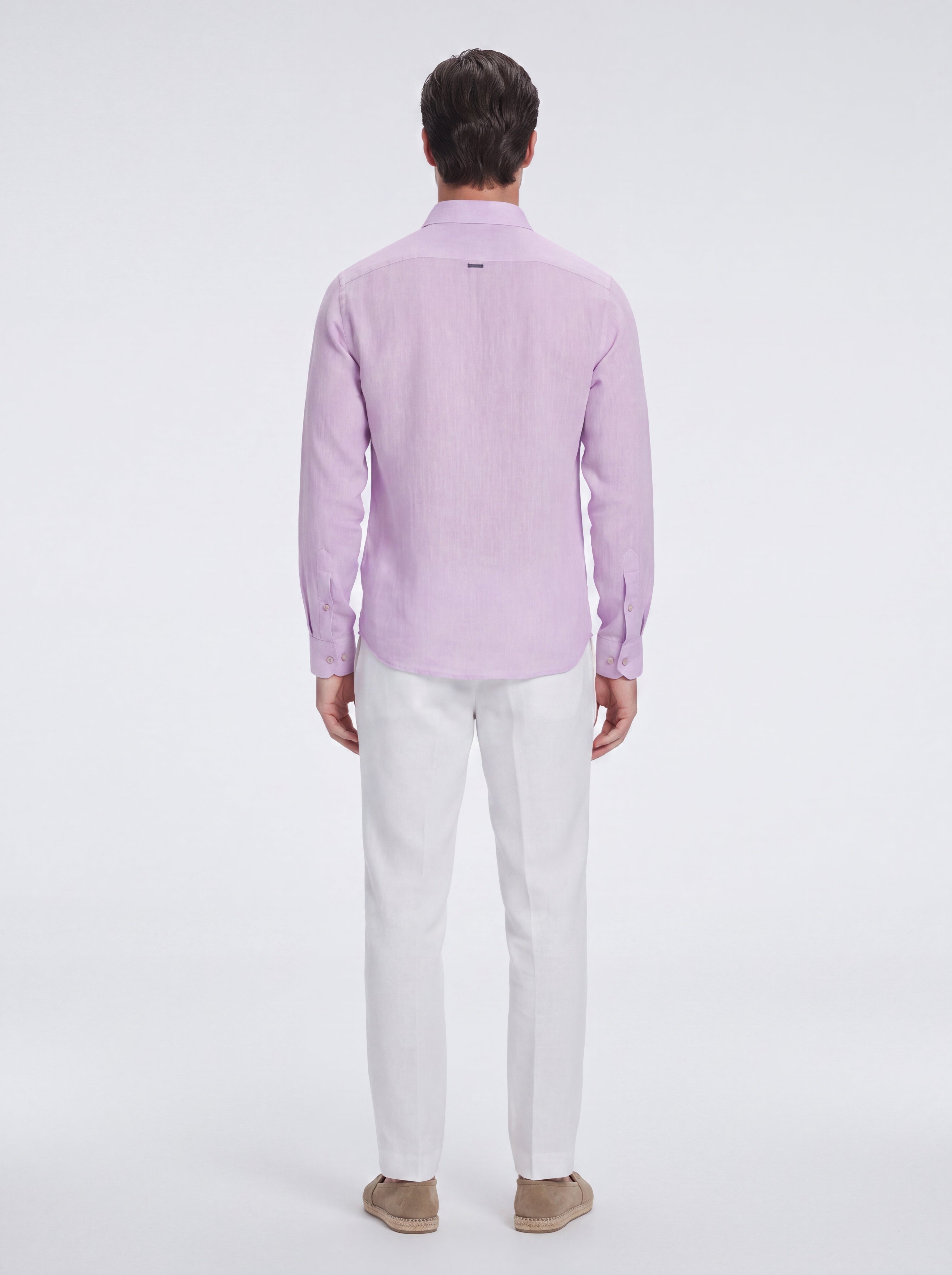 Harry Lilac Linen Shirt with Spread Collar | Moeva | Shirt | Each week unveils new pieces—luxury swimwear, fluid resort silhouettes, and elevated summer-to-evening essentials designed to carry you from coastal escapes to city nights.