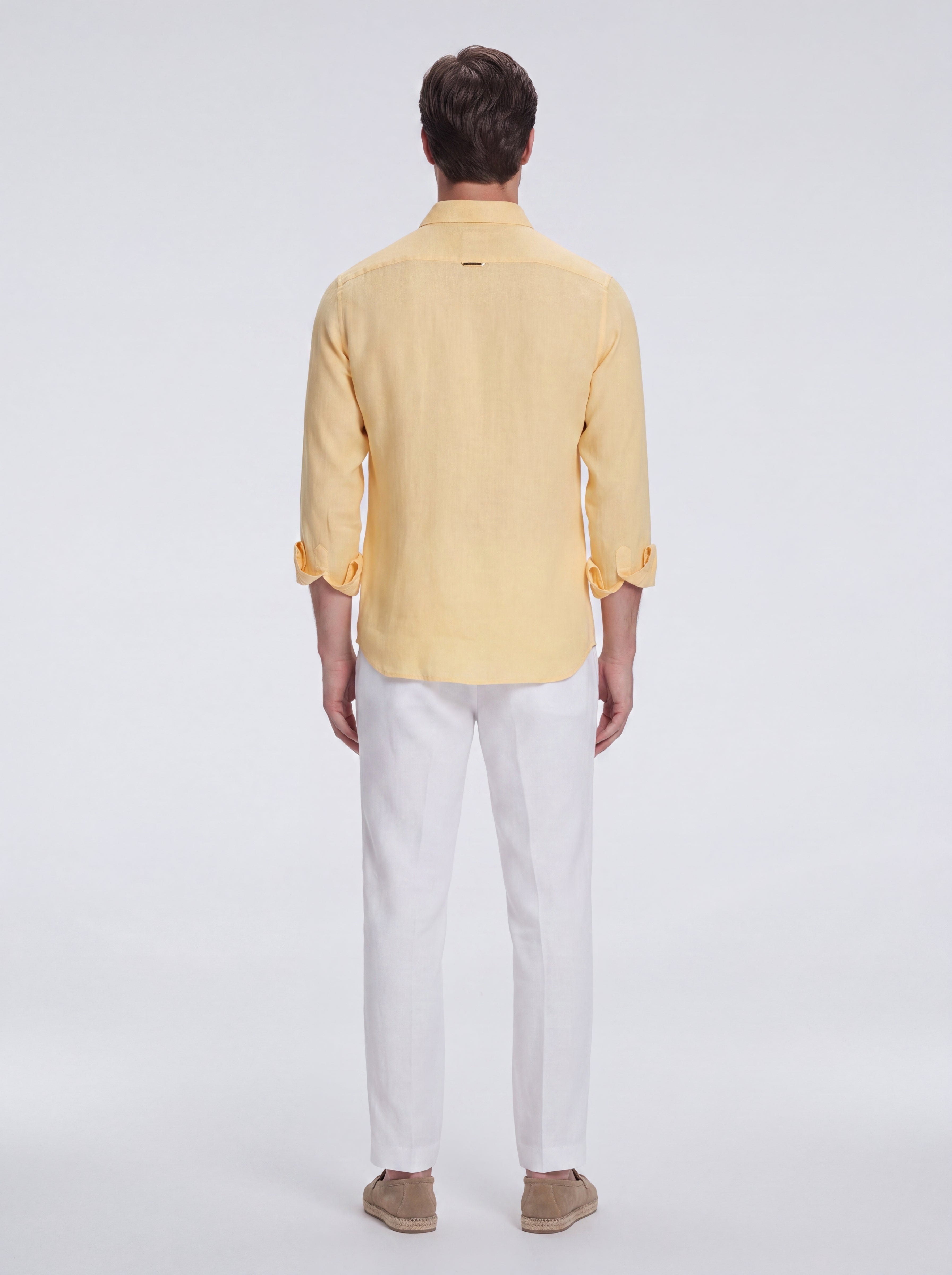 Harry Yellow Linen Shirt with Spread Collar | Moeva | Shirt | Each week unveils new pieces—luxury swimwear, fluid resort silhouettes, and elevated summer-to-evening essentials designed to carry you from coastal escapes to city nights.