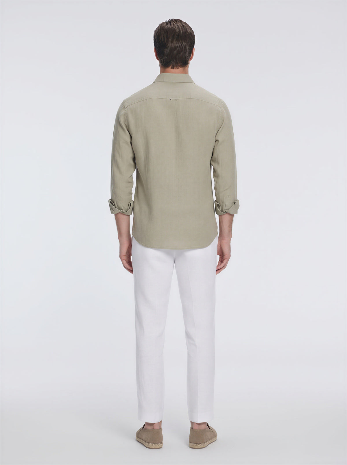 Harry Khaki Linen Shirt with Spread Collar