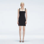 Heather Black Square Neck Knit Mini Dress Slit Detail | Moeva | Dress | Each week unveils new pieces—luxury swimwear, fluid resort silhouettes, and elevated summer-to-evening essentials designed to carry you from coastal escapes to city nights.