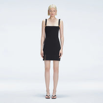 Heather Black Square Neck Knit Mini Dress Slit Detail | Moeva | Dress | Each week unveils new pieces—luxury swimwear, fluid resort silhouettes, and elevated summer-to-evening essentials designed to carry you from coastal escapes to city nights.