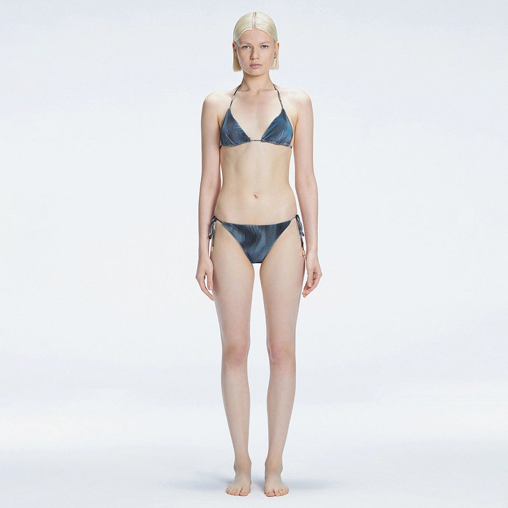 Hermione Black Triangle Side Tie 3D Bikini Set | Moeva | Bikini Set | Each week unveils new pieces—luxury swimwear, fluid resort silhouettes, and elevated summer-to-evening essentials designed to carry you from coastal escapes to city nights.