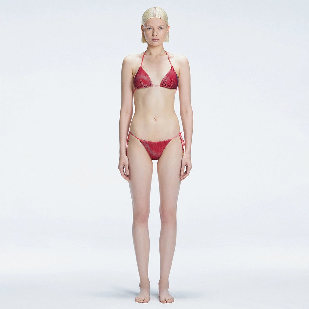 Hermione Red Triangle Side Tie 3D Bikini Set | Moeva | Bikini Set | Each week unveils new pieces—luxury swimwear, fluid resort silhouettes, and elevated summer-to-evening essentials designed to carry you from coastal escapes to city nights.