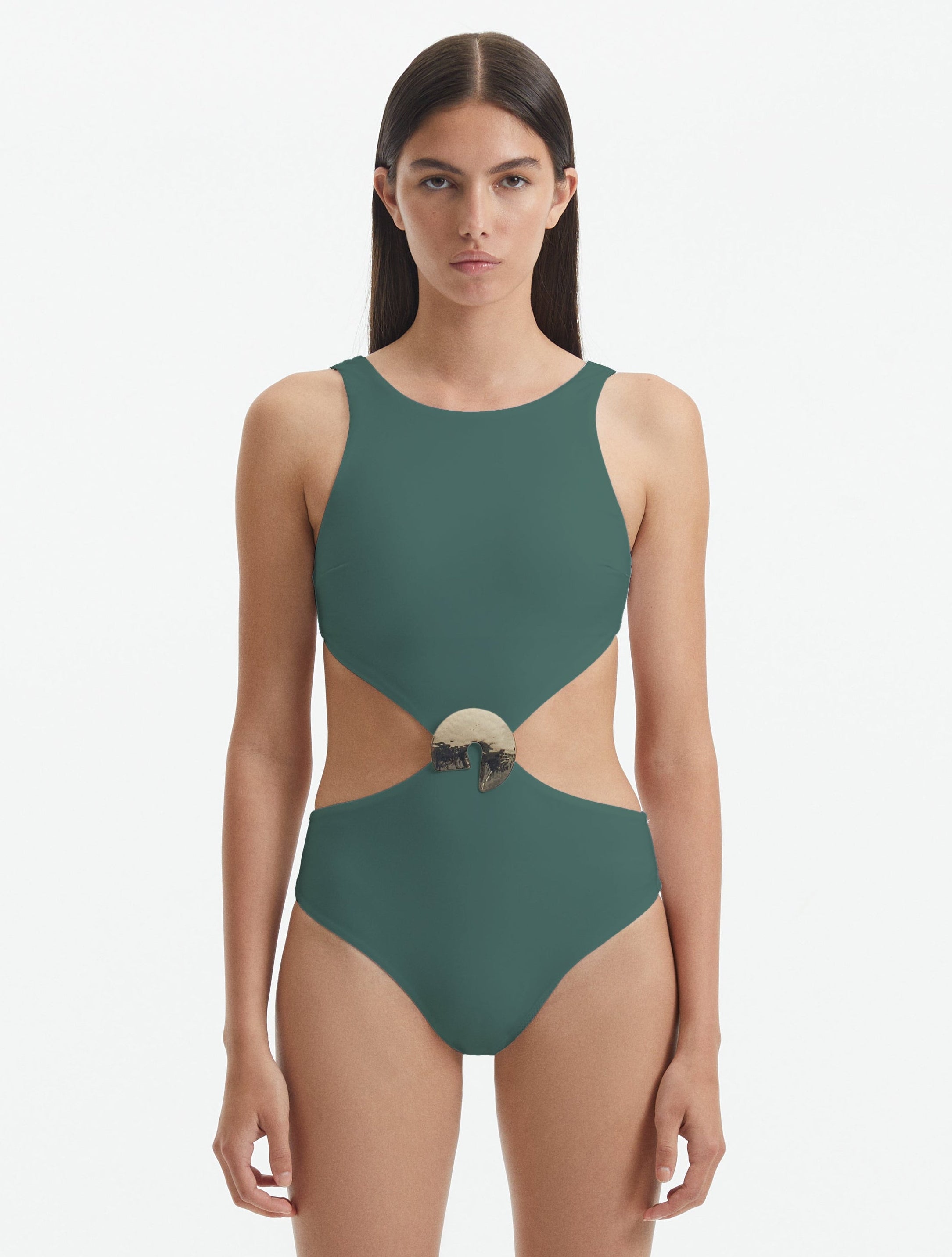 Honora Green High Neck Swimsuit | Moeva | Swimsuit | Each week unveils new pieces—luxury swimwear, fluid resort silhouettes, and elevated summer-to-evening essentials designed to carry you from coastal escapes to city nights.