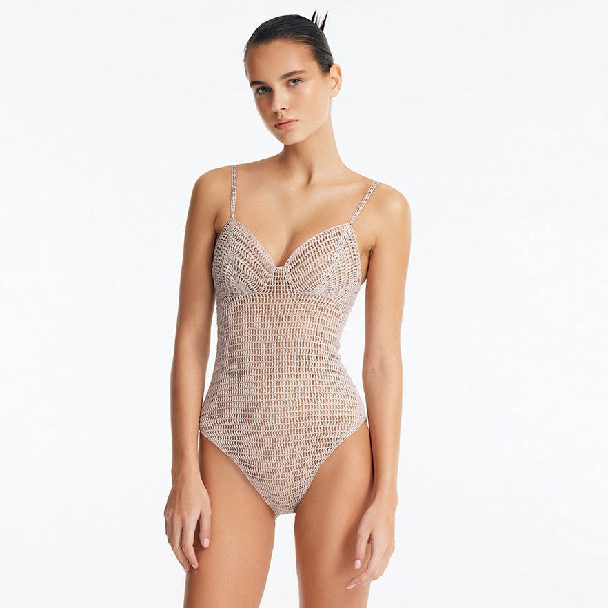 Rue Silver Underwired Crochet Swimsuit with Tie-Back | Moeva | Swimsuit | Each week unveils new pieces—luxury swimwear, fluid resort silhouettes, and elevated summer-to-evening essentials designed to carry you from coastal escapes to city nights.