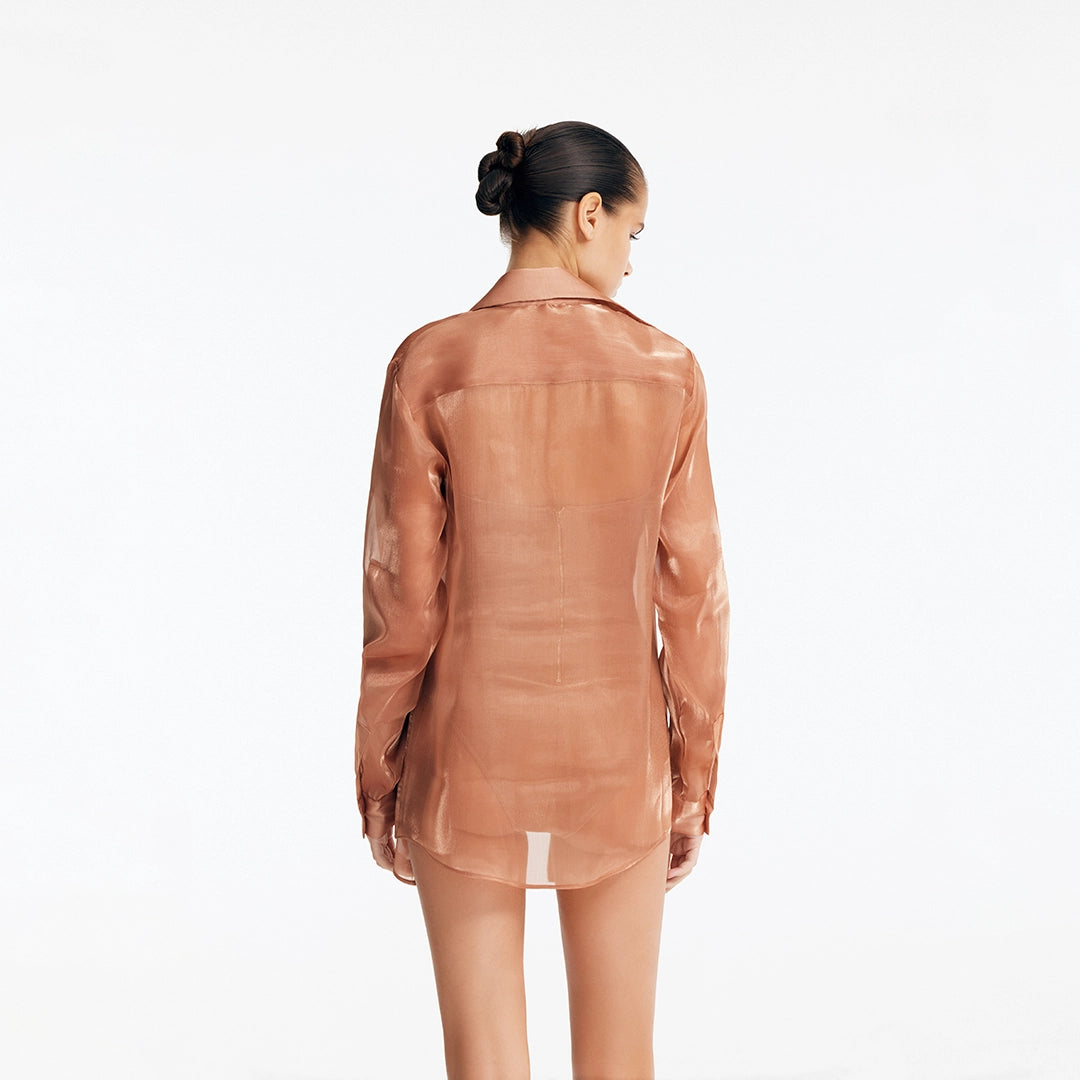 Ambrosia Bronze Long Slevee Shirt | Moeva | Shirt | Each week unveils new pieces—luxury swimwear, fluid resort silhouettes, and elevated summer-to-evening essentials designed to carry you from coastal escapes to city nights.
