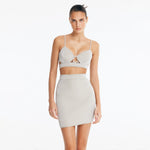 Rye Silver Fitted Mini Skirt with Topstitching Details | Moeva | Skirt | Each week unveils new pieces—luxury swimwear, fluid resort silhouettes, and elevated summer-to-evening essentials designed to carry you from coastal escapes to city nights.