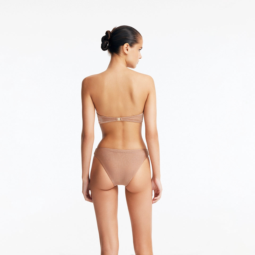 Nixie Bronze Bandeau Mid Coverage Bikini Set | Moeva | Bikini Set | Each week unveils new pieces—luxury swimwear, fluid resort silhouettes, and elevated summer-to-evening essentials designed to carry you from coastal escapes to city nights.
