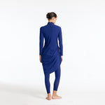 Sahar Navy Blue Sculpted Drape Full-Coverage Swim Set | Moeva | Swimsuit | Each week unveils new pieces—luxury swimwear, fluid resort silhouettes, and elevated summer-to-evening essentials designed to carry you from coastal escapes to city nights.