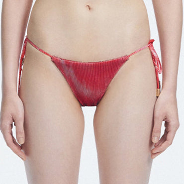 Hermione Red Side Tie 3D Bikini Bottom | Moeva | Bikini Bottom | Each week unveils new pieces—luxury swimwear, fluid resort silhouettes, and elevated summer-to-evening essentials designed to carry you from coastal escapes to city nights.