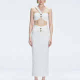 Lane White Textured One Shoulder Crop Top
