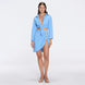Mirazur Gold Buttoned High-Waist Mini Blue Skirt | Moeva | Beachwear Skirts | Each week unveils new pieces—luxury swimwear, fluid resort silhouettes, and elevated summer-to-evening essentials designed to carry you from coastal escapes to city nights.