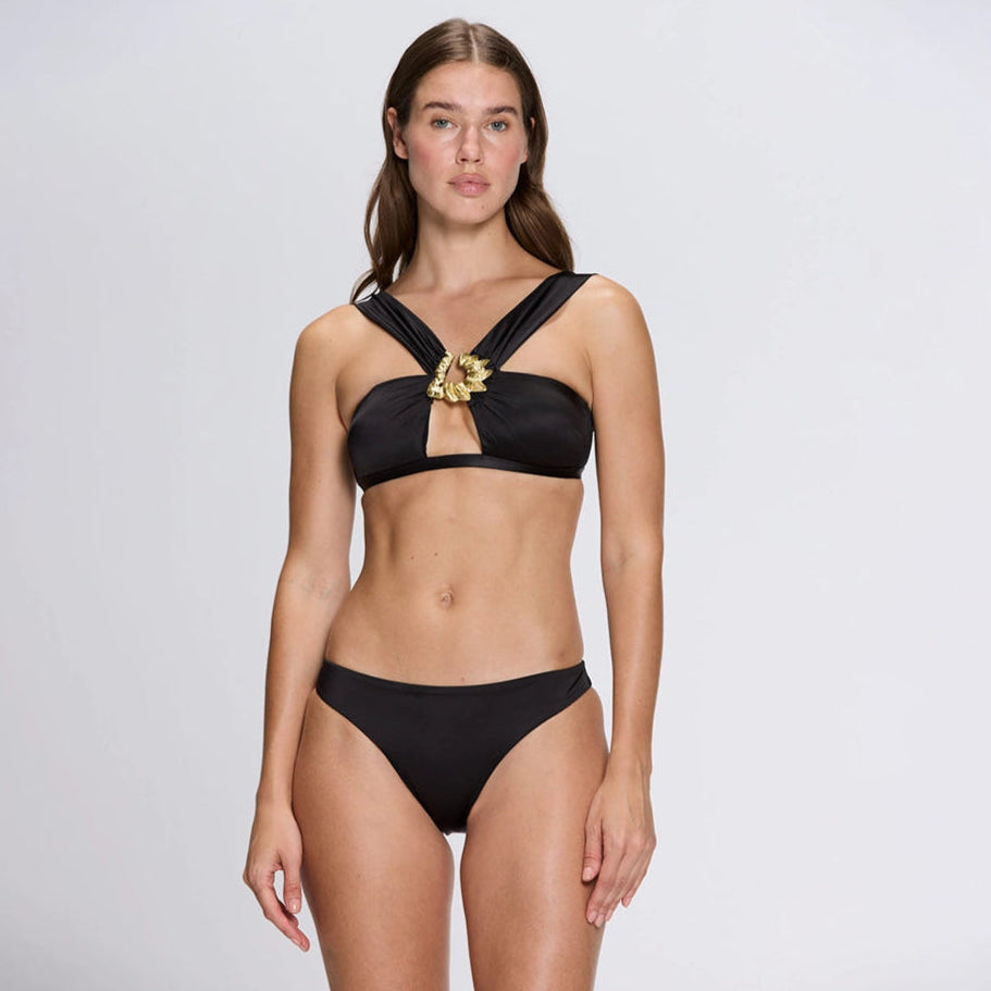 Irma Mid Coverage Satin Black Bikini Bottom | Moeva | Bikini Bottom | Each week unveils new pieces—luxury swimwear, fluid resort silhouettes, and elevated summer-to-evening essentials designed to carry you from coastal escapes to city nights.