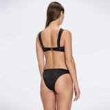 Irma Halter Neck Gold Detail Mid Coverage Satin Black Bikini Set | Moeva | Bikini | Each week unveils new pieces—luxury swimwear, fluid resort silhouettes, and elevated summer-to-evening essentials designed to carry you from coastal escapes to city nights.