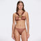 Irma Halter Neck Gold Detail Mid Coverage Satin Brown Bikini Set | Moeva | Bikini Set | Each week unveils new pieces—luxury swimwear, fluid resort silhouettes, and elevated summer-to-evening essentials designed to carry you from coastal escapes to city nights.