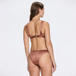 Irma Halter Neck Gold Detail Satin Brown Bikini Top | Moeva | Bikini | Each week unveils new pieces—luxury swimwear, fluid resort silhouettes, and elevated summer-to-evening essentials designed to carry you from coastal escapes to city nights.