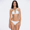 Irma Halter Neck Gold Detail Satin White Bikini Top | Moeva | Bikini Top | Each week unveils new pieces—luxury swimwear, fluid resort silhouettes, and elevated summer-to-evening essentials designed to carry you from coastal escapes to city nights.