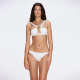 Irma Halter Neck Gold Detail Mid Coverage Satin White Bikini Set | Moeva | Bikini | Each week unveils new pieces—luxury swimwear, fluid resort silhouettes, and elevated summer-to-evening essentials designed to carry you from coastal escapes to city nights.